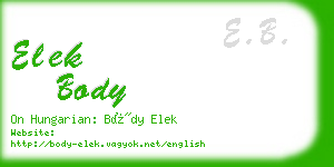 elek body business card